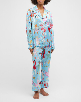 Karen Mabon Cropped Printed Satin Pajama Set