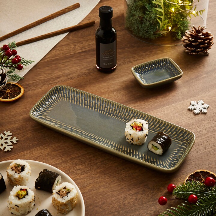Dunelm Sushi Serve Set, Including Serving Platters & Soy Sauce Grey
