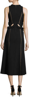 Self-Portrait Sleeveless Cutout Midi Dress, Black