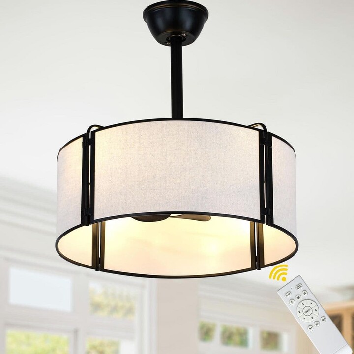 Bella Depot 20 in. Indoor DC Motor LED Reversible Black Ceiling Fan with Dimmable Light and Remote, 6 Speed Fan Lighting