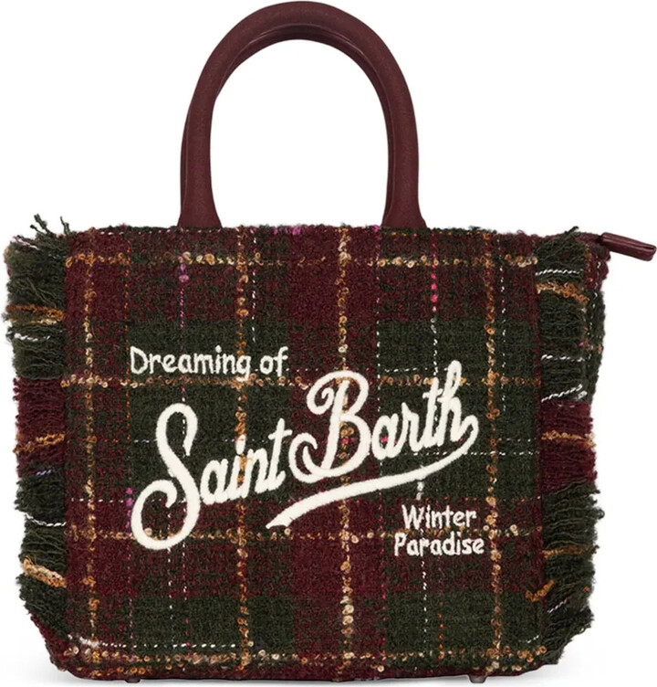MC2 Saint Barth Fringed Plaid Tote Bag