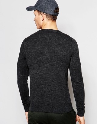 Tommy Hilfiger Sweater with Crew Neck In Black Marl