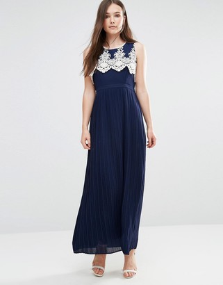 Darling Melissa Maxi Dress With Pleated Skirt And Crochet Top