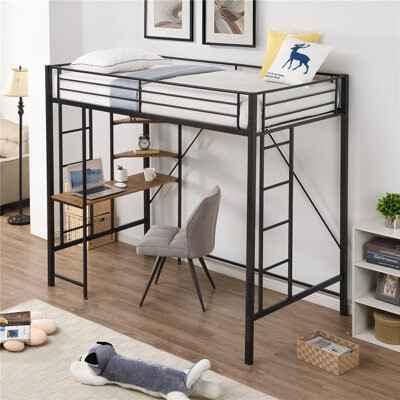 Tatiana Twin Stainless Loft Bed with Bookcase by Mason & Marbles ...