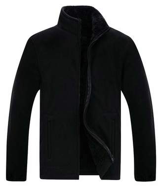 Wenko Joe Men Zipper Coat Big and Tall Stand Collar Fleece Jacket Fall Winter Sweatshirt XXXL