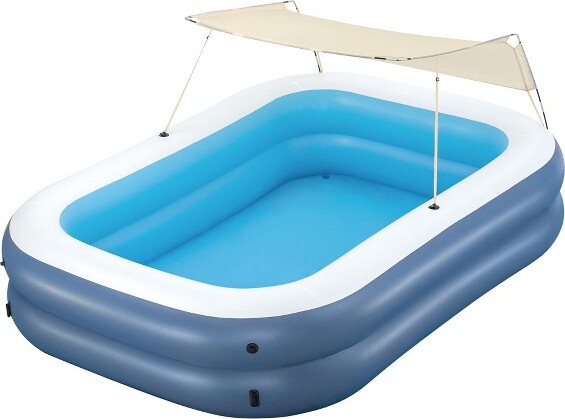 Bestway H2OGO!8Foot4Inchby70InchSummerBlissShadedInflatableFamilyPoolwith2QuickReleaseValvesandRepairPatchforKidsAges6Above