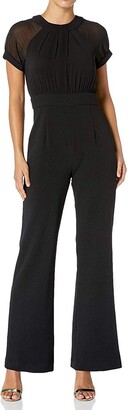 Vince Camuto Women's Crepe Jumpsuit with Chiffon Short Sleeves