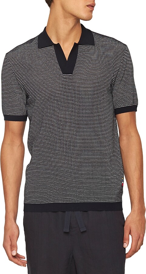 Orlebar Brown Roddy Two Tone Waffle Knit Mesh Classic Fit Polo Shirt