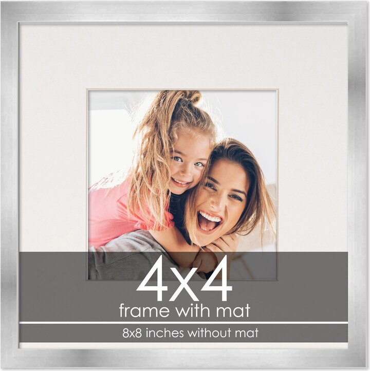 PosterPalooza 4x4 Frame with Mat - Silver 8x8 Frame Wood Made to Display  Print or Poster Measuring 4 x 4 Inches with White Photo Mat - ShopStyle