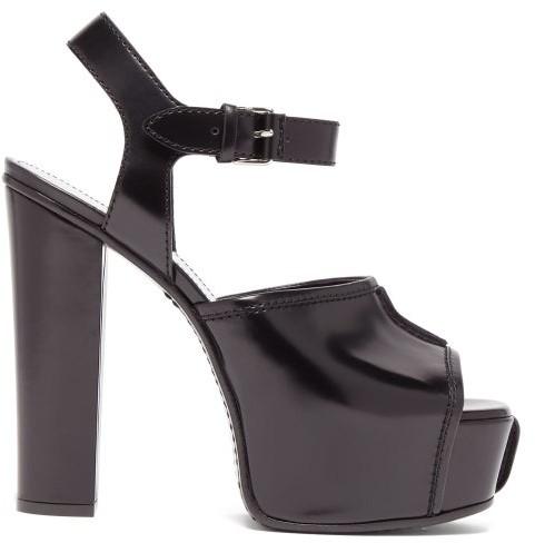 black patent leather platform sandals
