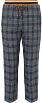 Thumbnail for your product : Brunello Cucinelli Checked Linen Track Pants - Blue