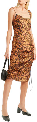 Monse Purse Pull gathered leopard-print satin-twill dress