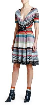 Missoni Shimmer-Striped V-Neck Dress