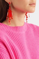Thumbnail for your product : Oscar de la Renta Orchid Beaded Acetate Earrings - Red