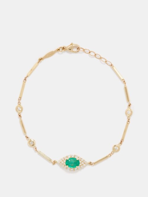 Jacquie Aiche Evil Eye Emerald, Diamond & 14kt Gold Bracelet - ShopStyle