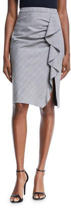 Nanette Lepore Playful Plaid Ruffle Pencil Skirt