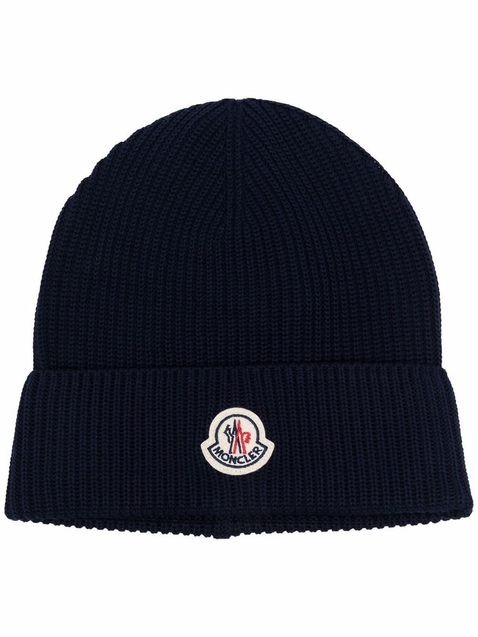 Moncler Logo-Patch Ribbed Beanie - ShopStyle Hats