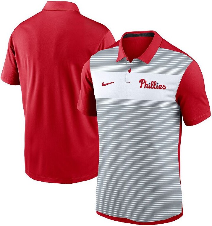 Men's Nike White/Red Philadelphia Phillies Vapor Striped Performance Polo
