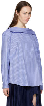 Toga Blue Striped Altered Collar Shirt