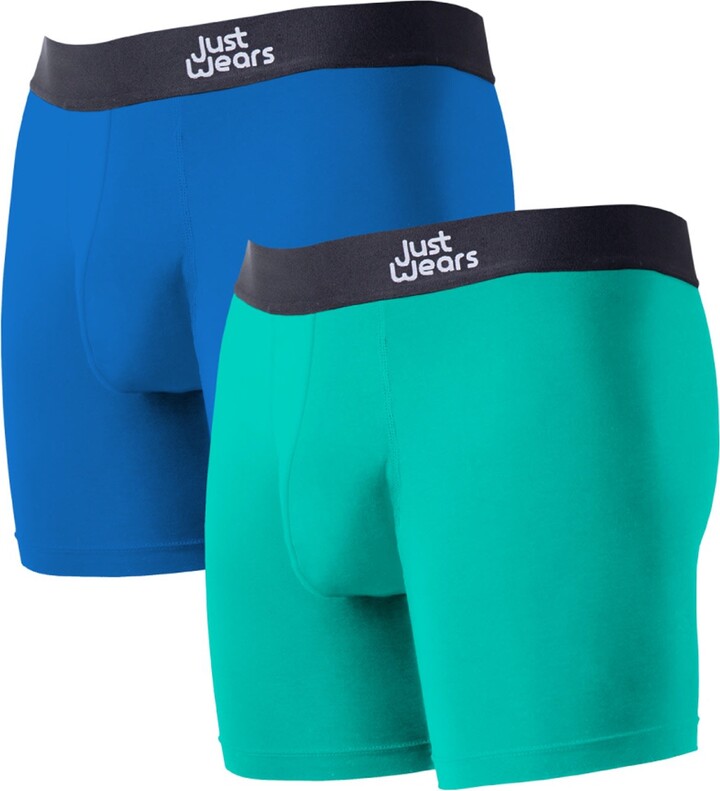Justwears Super Soft Boxer Briefs Anti-Chafe & No Ride Up Design - Two Pack  With & Without Pouch - Blue & Green - ShopStyle