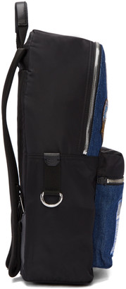 Dolce & Gabbana Black and Blue Denim Patches Backpack