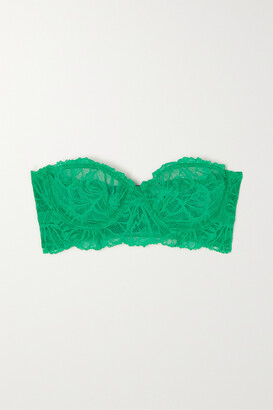 Lindex Jasmin lace non padded plunge bra in dark green - DGREEN