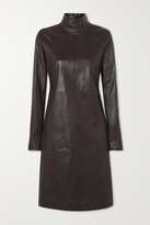 Thumbnail for your product : Bottega Veneta Leather Turtleneck Dress - Brown