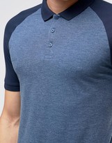 Thumbnail for your product : ASOS Contrast Raglan Polo Shirt In Blue And Denim