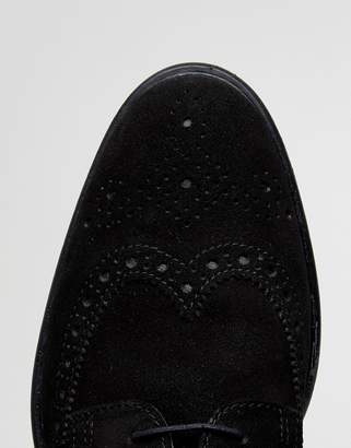 ASOS Design Derby Brogue Shoes In Black Suede