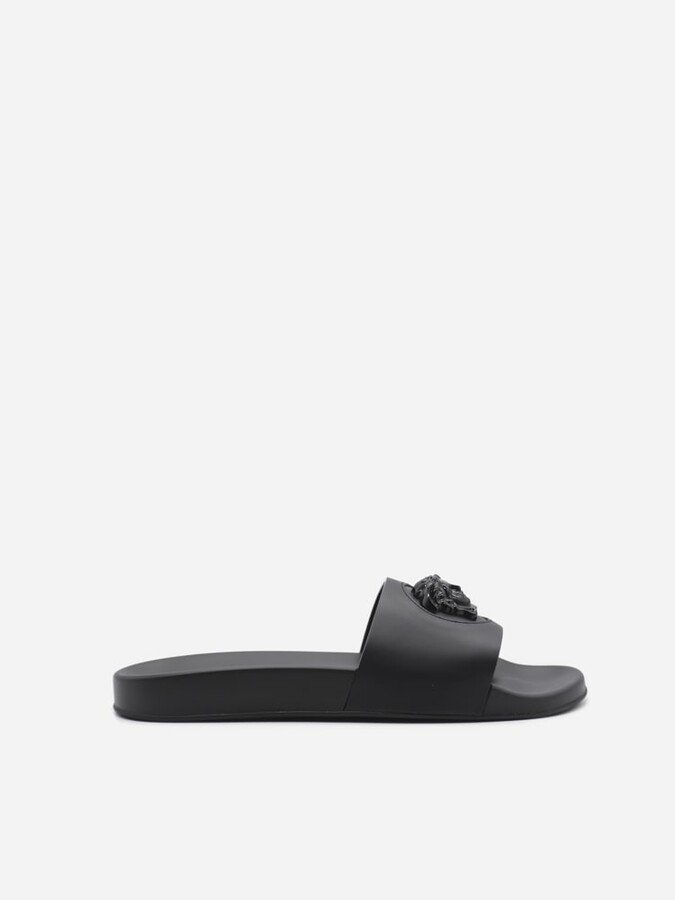 Versace Medusa Slides In Leather - ShopStyle Flip Flop Sandals