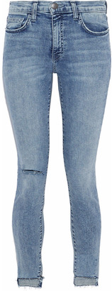 Current/Elliott Stiletto Cropped Distressed Mid-rise Skinny Jeans