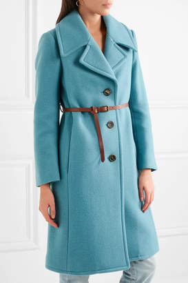 Chloé Iconic Belted Wool-blend Coat - Blue