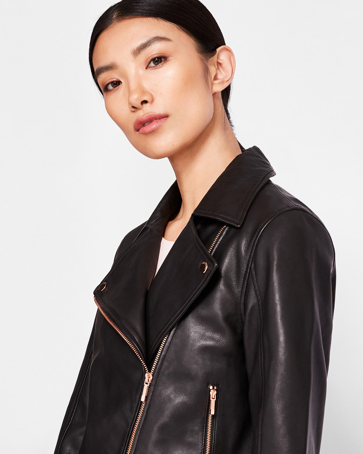 Ted Baker LIZIA Leather biker jacket ShopStyle