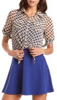 Thumbnail for your product : Charlotte Russe Tie-Front Polka Dot Blouse