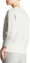 Thumbnail for your product : Jil Sander 3/4-Sleeve Bubble-Stitch Sweater, Ivory