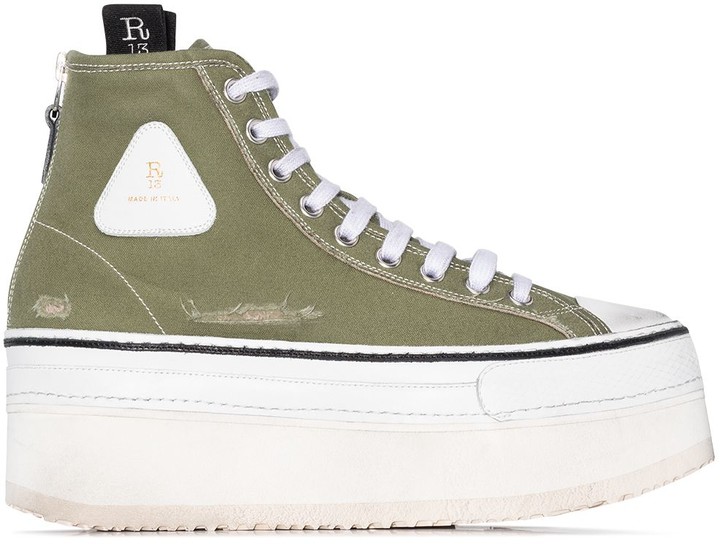 olive green platform sneakers