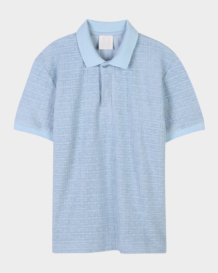 Givenchy Boy's 4G Embossed Terry Cloth Polo Shirt, Size 8-14