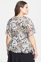 Thumbnail for your product : Alex Evenings Print Flutter Sleeve Chiffon Twinset (Plus Size)