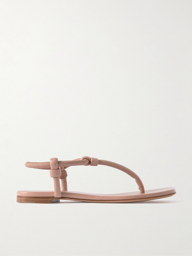 Gianvito Rossi Juno Thong Knotted Leather Sandals - Neutrals