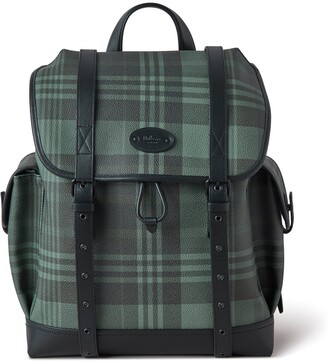 Mulberry Oversized Heritage Backpack Green Printed Eco Scotchgrain and Flat Calf