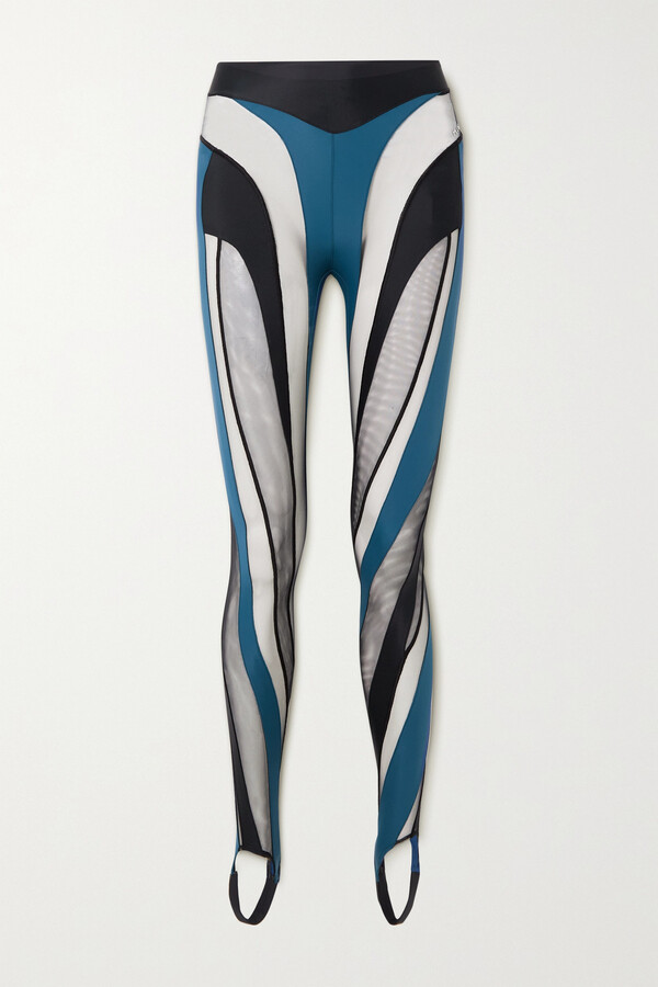 Thierry Mugler Black Sheer Spiral Leggings - ShopStyle