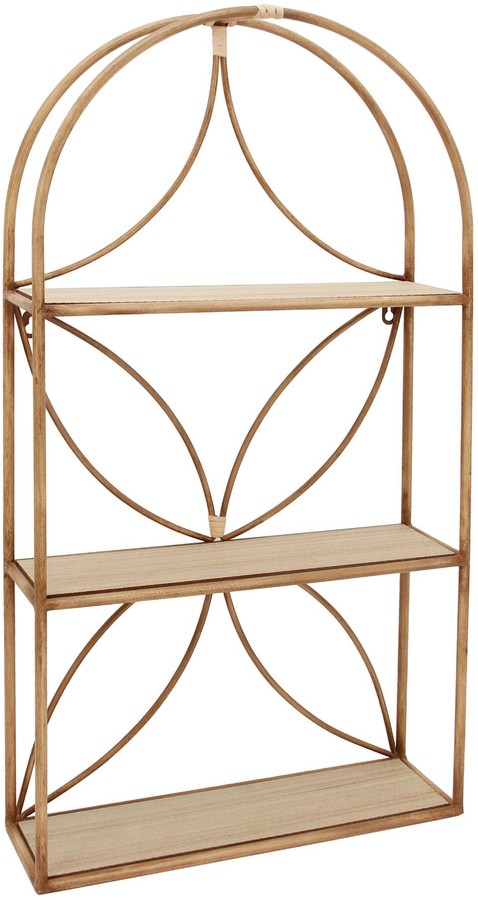 Arched Faux Rattan 3 Tier Wall Shelf