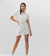 Thumbnail for your product : Asos Tall ASOS DESIGN Tall linen tie waist shorts in stripe