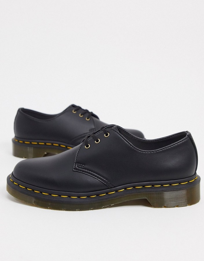 Dr. Martens Vegan 1461 3 eye flat shoes in black - ShopStyle