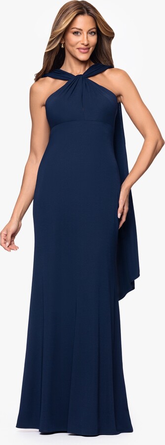 Xscape Evenings Women's Halter Neck Scarf Ball Gown