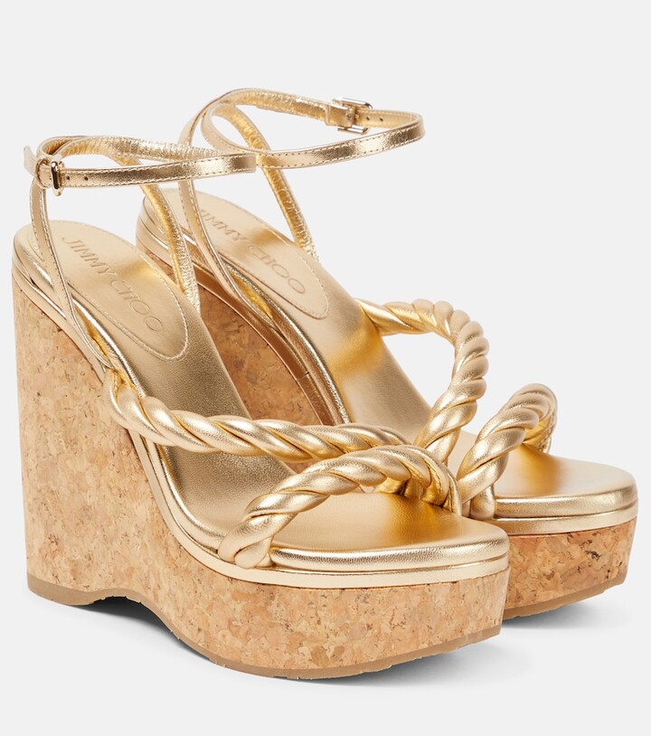 gold platform wedges