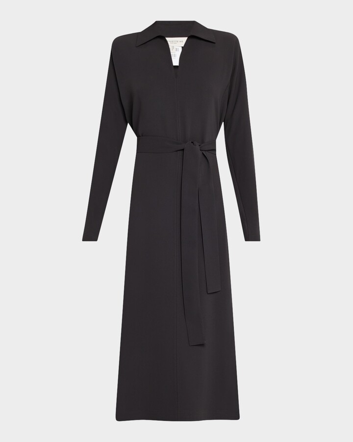Lafayette 148 New York Belted Side Slit Midi Dress