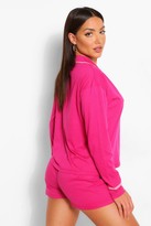 Thumbnail for your product : boohoo Jersey Button Through PJ Short Set