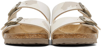 Birkenstock White & Beige Birko-Flor Camo Narrow Arizona Sandals