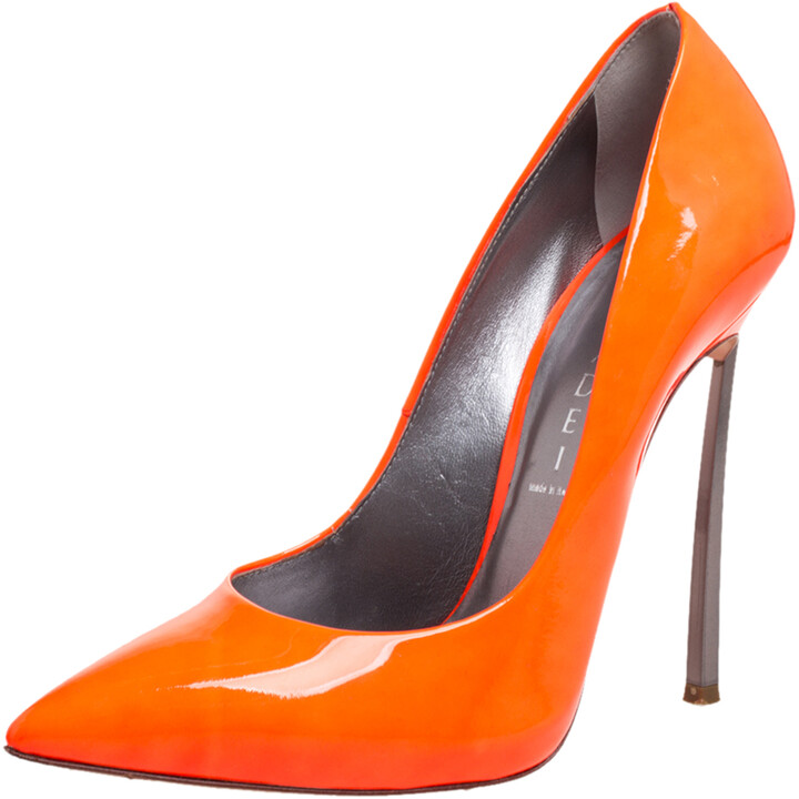 red orange pumps